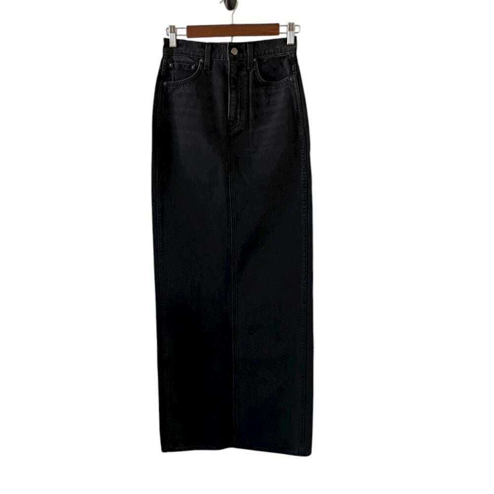 GRLFRND Amara Denim Maxi Pencil Skirt With Back Slit In Loleta Size 24